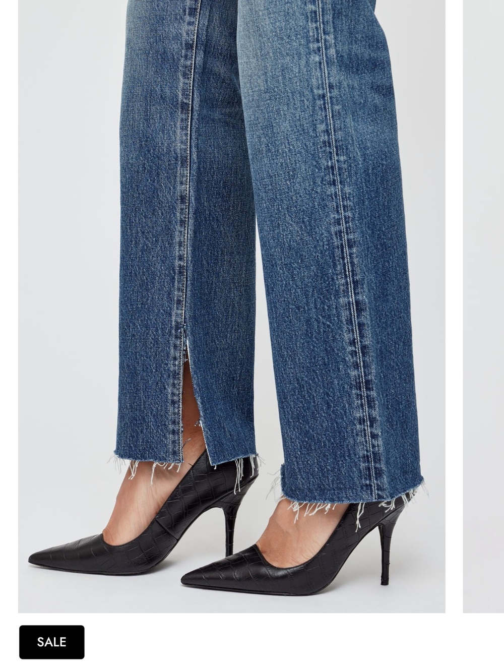 Moussy Distressed Blue Straight-Leg Jeans with Rear Slit